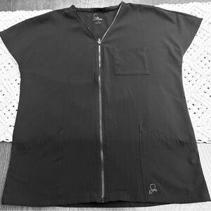 Jaanuu Black Full Zip-Up Scrub Top